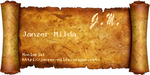 Janzer Milda névjegykártya
